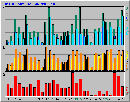 Daily usage for January 2019